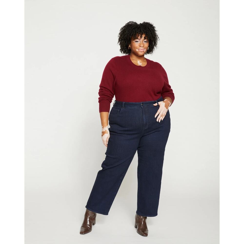 Universal Standard Donna High Rise Curve Straight Leg Jeans Dark Indigo Size 18